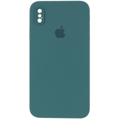 Чехол Silicone Case Square Full Camera Protective (AA) для Apple iPhone XS (5.8") Зеленый / Pine green