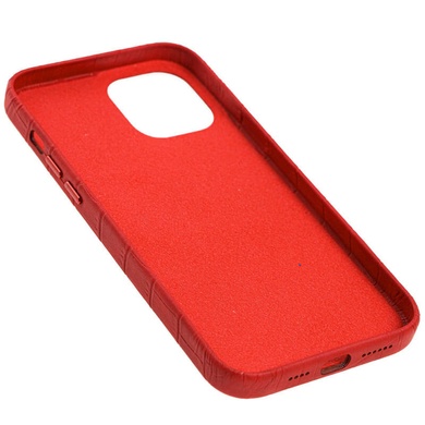 Кожаный чехол Croco Leather для Apple iPhone 12 Pro / 12 (6.1") Red