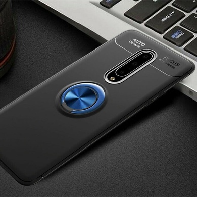 TPU чехол Deen ColorRing под магнитный держатель для OnePlus 8T, Черный / Синий
