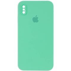 Чохол Silicone Case Square Full Camera Protective (AA) для Apple iPhone XS / X (5.8"), Зеленый / Spearmint