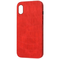 Кожаный чехол Croco Leather для Apple iPhone XR (6.1") Red