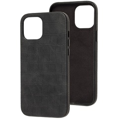 Кожаный чехол Croco Leather для Apple iPhone 13 Pro (6.1") Black