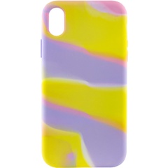 Чохол Silicone case full Aquarelle для Apple iPhone X / XS (5.8"), Сиренево-желтый