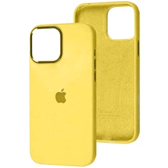 Чехол Silicone Case Metal Buttons (AA) для Apple iPhone 13 (6.1") Желтый / Bright Yellow
