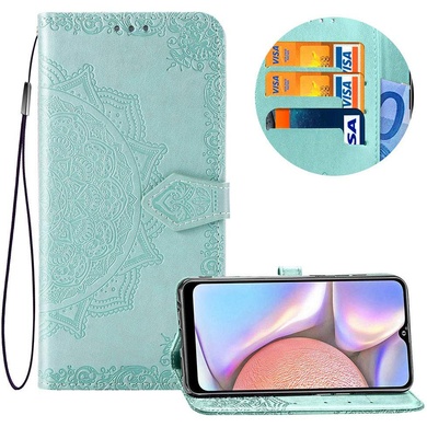 Кожаный чехол (книжка) Art Case с визитницей для Samsung Galaxy A10s Бирюзовый