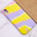 Чехол Silicone case full Aquarelle для Apple iPhone X / XS (5.8") Сиренево-желтый