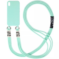 Чехол Cord case c длинным цветным ремешком для Apple iPhone XR (6.1") Бирюзовый / Marine Green