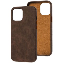 Кожаный чехол Croco Leather для Apple iPhone 13 Pro (6.1") Brown