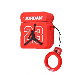 Силиконовый футляр Square case для наушников AirPods Jordan 23 / Красный