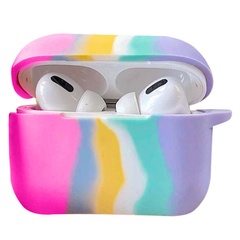 Силіконовий футляр Colorfull для навушників AirPods Pro, Темно-розовый / Голубой