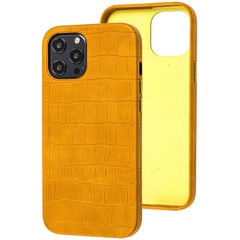 Кожаный чехол Croco Leather для Apple iPhone 12 Pro / 12 (6.1") Yellow