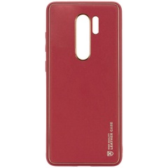 Кожаный чехол Xshield для Xiaomi Redmi Note 8 Pro Бордовый / Plum Red