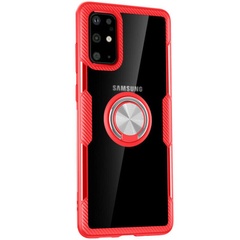 TPU+PC чехол Deen CrystalRing for Magnet (opp) для Samsung Galaxy S20, Бесцветный / Красный