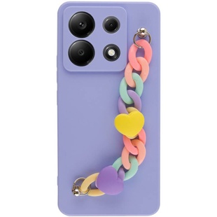 Чехол Chained Heart c подвесной цепочкой для Xiaomi Redmi Note 13 Pro 4G / Poco M6 Pro 4G Lilac Blue