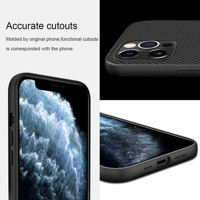 Карбоновая накладка Nillkin Synthetic Fiber series для Apple iPhone 12 Pro Max (6.7") Черный