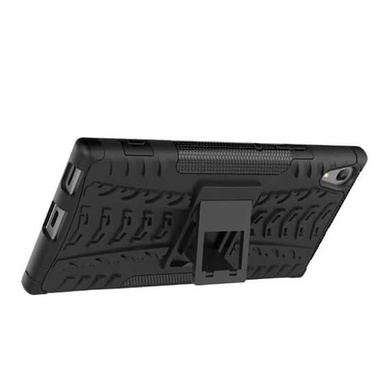 Противоударный двухслойный чехол Shield для Sony Xperia XA1 Ultra с подставкой, Черный