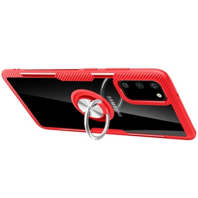 TPU+PC чохол Deen CrystalRing for Magnet (opp) для Samsung Galaxy S20, Безбарвний / Червоний