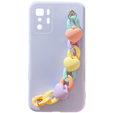 Чохол Chained Heart c подвесной цепочкой для Xiaomi Redmi Note 10 Pro 5G, Lilac Blue