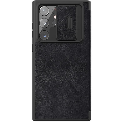 Кожаный чехол (книжка) Nillkin Qin Pro Camshield для Samsung Galaxy S22 Ultra Черный