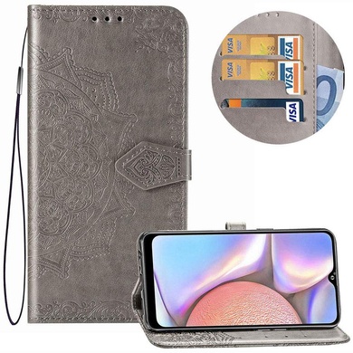 Кожаный чехол (книжка) Art Case с визитницей для Samsung Galaxy A10s Серый