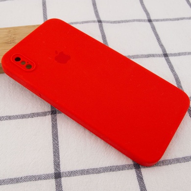 Чохол Silicone Case Square Full Camera Protective (AA) для Apple iPhone XS / X (5.8"), Червоний / Red