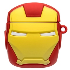 Силіконовий футляр Marvel & DC series для навушників AirPods 1/2 + карабін, Iron Man / Красный