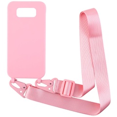 Чехол Crossbody с длинным цветным ремешком для Samsung G955 Galaxy S8 Plus Розовый