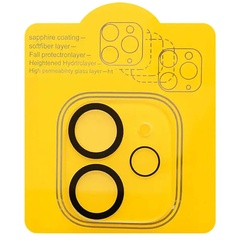 Защитное стекло на камеру Full Block (тех.пак) для Apple iPhone 11 (6.1") Прозрачный с черной окантовкой