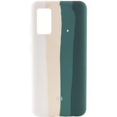 Чехол Silicone Cover Full Rainbow для Xiaomi Poco X4 Pro 5G Белый / Зеленый