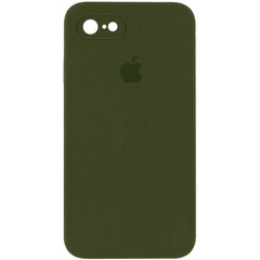 Чехол Silicone Case Square Full Camera Protective (AA) для Apple iPhone 7 / 8 / SE (2020) (4.7") Зеленый / Dark Olive