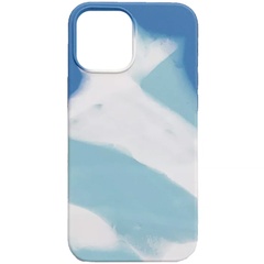 Чехол Silicone case full Aquarelle для Apple iPhone 12 Pro Max (6.7") Бирюзово-белый