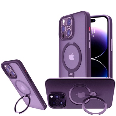 TPU+PC чехол Metal Buttons with MagSafe Colorful HQ Ring для Apple iPhone 15 Pro Max (6.7") Purple