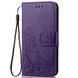 Кожаный чехол (книжка) Four-leaf Clover с визитницей для Huawei Mate 30 Lite, Фиолетовый