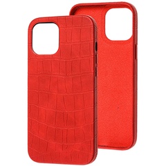 Кожаный чехол Croco Leather для Apple iPhone 13 Pro (6.1") Red