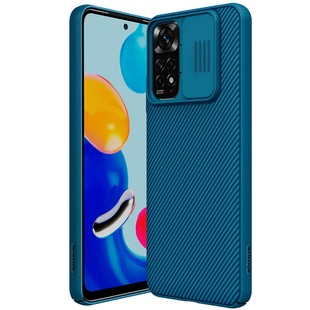 Карбоновая накладка Nillkin Camshield (шторка на камеру) для Xiaomi Redmi Note 11 (Global) Синий / Blue