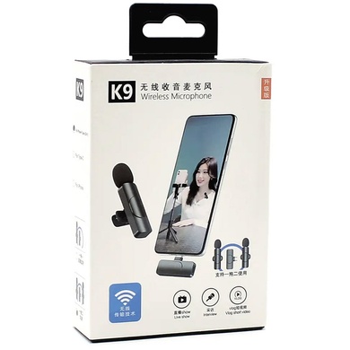 Мікрофон петличний для телефону K9 Bluetooth 2in1 USB-C, Black