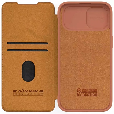 Кожаный чехол (книжка) Nillkin Qin Pro Camshield для Apple iPhone 15 (6.1") Коричневый