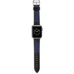 Ремешок джинс+кожа для Apple Watch 38/40mm Синий / Черный