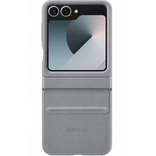 Кожаный чехол Leather Case (AAA) для Samsung Galaxy Z Flip6 Gray