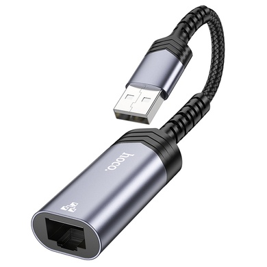 Перехідник Hoco UA26 USB ethernet adapter (1000 Mbps), Metal gray