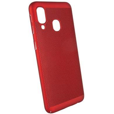 Ультратонкий дышащий чехол Grid case для Samsung Galaxy A40 (A405F), Красный