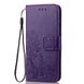 Кожаный чехол (книжка) Four-leaf Clover с визитницей для LG G8 ThinQ, Фіолетовий