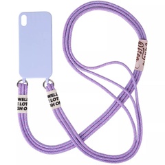 Чехол Cord case c длинным цветным ремешком для Apple iPhone XR (6.1") Сиреневый