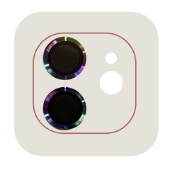 Захисне скло Metal Classic на камеру (в упак.) для Apple iPhone 12 / 12 mini / 11, Сиреневый / Rainbow
