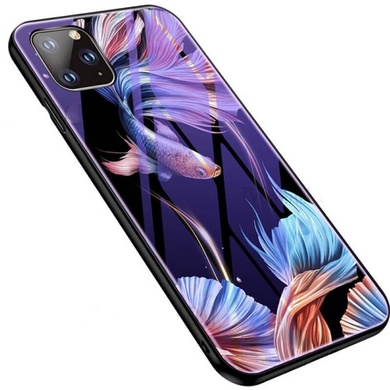 TPU+Glass чехол светящийся в темноте для Apple iPhone 11 Pro (5.8"), Рыбка / Фиолетовый