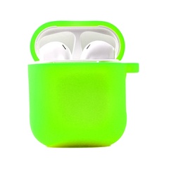 Силіконовий футляр з мікрофіброю для навушників Airpods 1/2, Салатовый / Neon Green