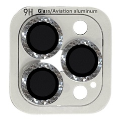 Защитное стекло Metal Shine на камеру (в упак.) для Apple iPhone 15 Pro (6.1") / 15 Pro Max (6.7") Серебряный / Silver