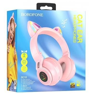 Накладные беспроводные наушники BOROFONE BO18 Cat ear Розовый