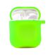 Силиконовый футляр с микрофиброй для наушников Airpods 1/2 Салатовый / Neon green