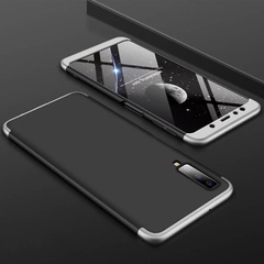 Пластиковая накладка GKK LikGus 360 градусов (opp) для Samsung A750 Galaxy A7 (2018) Черный / Серебряный
